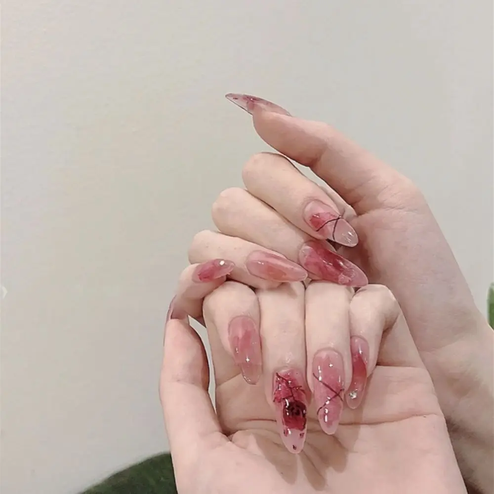 

24pcs/Box Women Fashion Detachable Artificial Full Cover Wearable Almond False Nails French Fake Nails Nail Tips