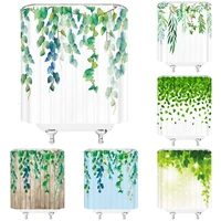 green eucalyptus leaves fabric shower curtain watercolor floral botanical plant art spring bath curtains waterproof bathroom new