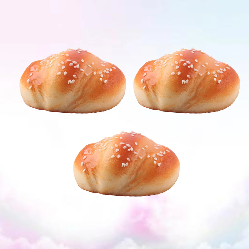 

3 Pcs Ornament Kits Kids Kitchen Toys Pretend Imitation Faux Cake Bread Model Party Favors Filler Child