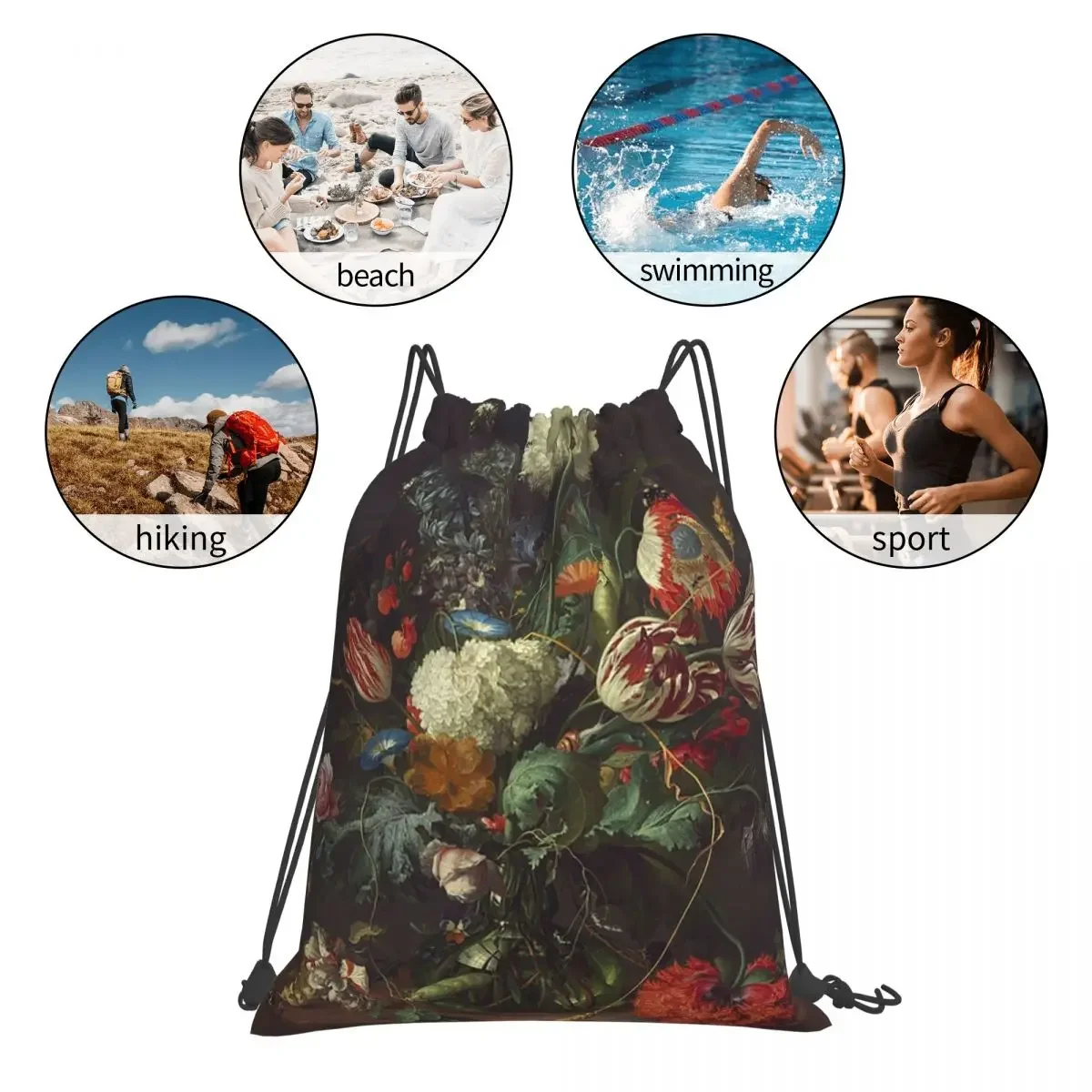 Jan Davidsz De Heem Vase Of Flowers (1645) Рюкзаки Повседневные портативные сумки на шнурке