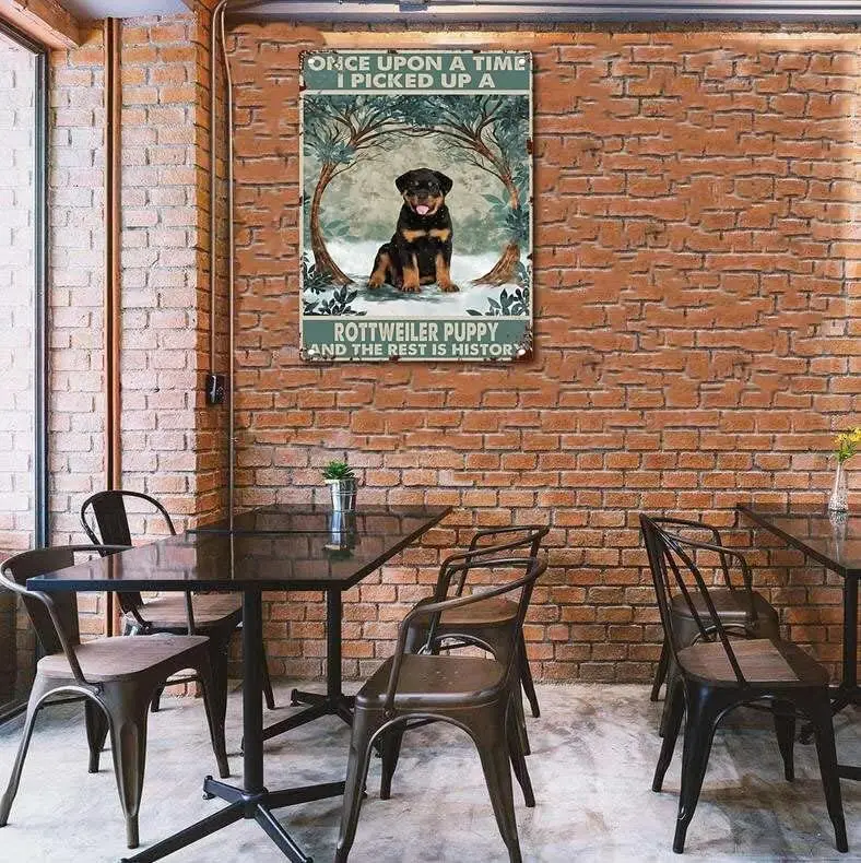 Tn Sgn Rottweler Puppy Once Upon Tme Vntge Lover Home Br People Cve Office Shop Bthro