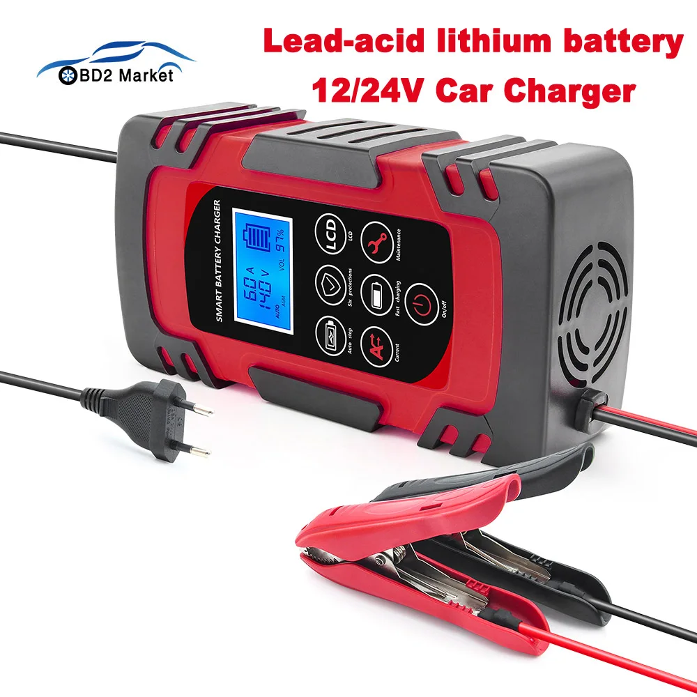 

12 В/24 В импульсный ремонт 4A/6A/8A свинцово-Кислотное литиевое автомобильное зарядное устройство с ЖК-дисплеем тестер батареи Быстрая зарядка для автомобиля/мотоцикла