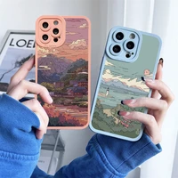 japanese anime hand painted house scenery phone case for iphone 13 12 11 pro max anime scene for iphone x xr xs 7 8plus se cover