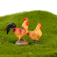 mini farm animal hen miniatures diy dollhouse ornament bonsai decor chicken figurine micro landscape cock statue