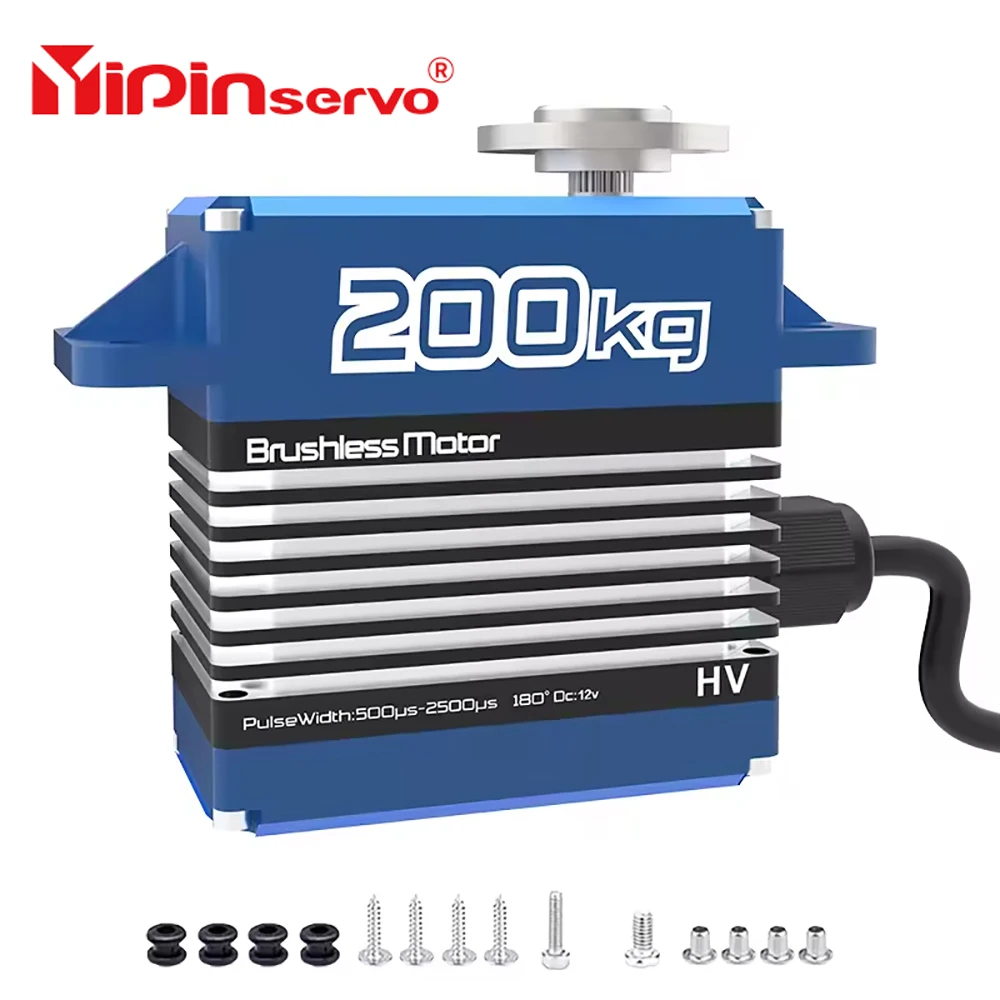 Фото Сервопривод YIPINServo 200 кг, бесщеточный, RC, 12В-16.8В, высоковольтный, с алюминиевым корпусом, металлическими шестернями, водонепроницаемый, цифровой. №2