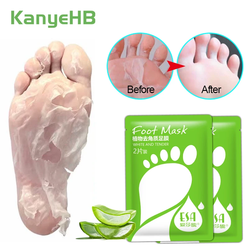 

4pcs=2pairs Aloe Vera Peeling Foot Mask Exfoliating Heel Calluses Remove Foot Patch Feet Dead Skin Remover Pedicure Socks A1241