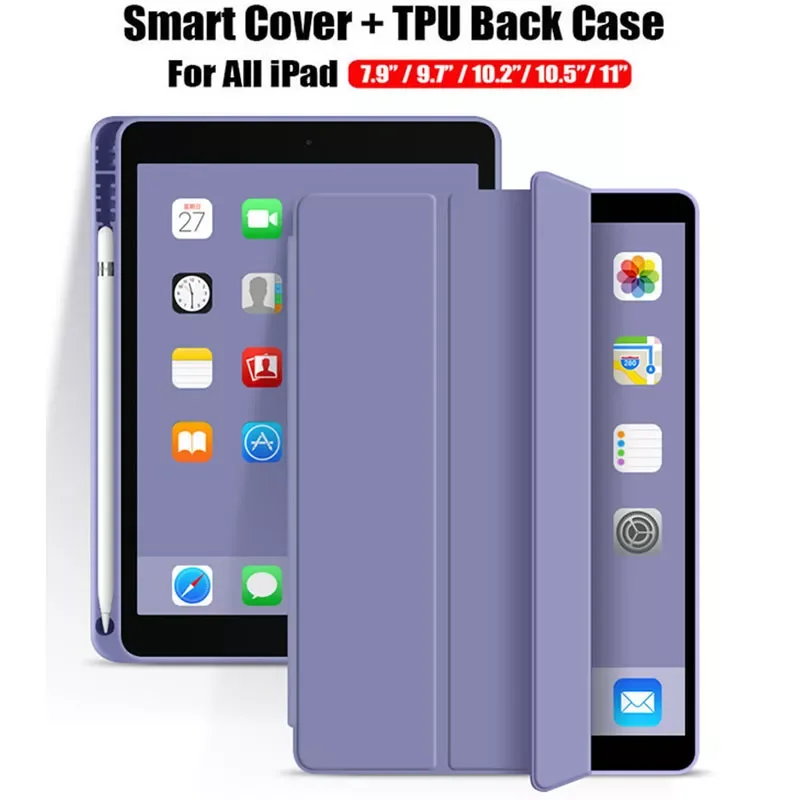 

Cover TPU Case For 2020 iPad Pro 11 12.9 10.5 Air 3 4 10.2 9.7 2018 2017 Mini 5 6 2021 With Pencil Holder