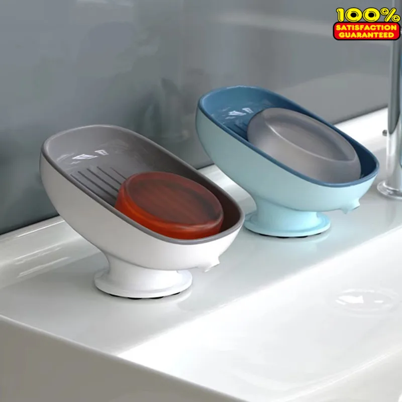 

BA4 Super Suction cup Soap Dish with drain water For Bathroom Soap Holder Kithcen Sponge Holder Soap container Bathroom Supplies