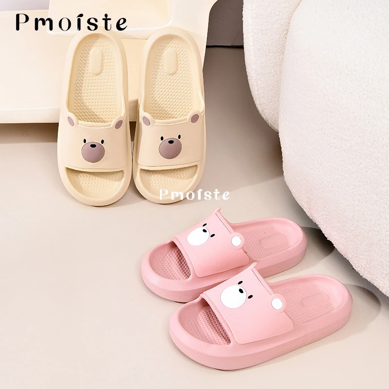 Slippers Women for Home Flat Cute Comfortable Bear Slides Indoor 2023 Summer Shoes Cartoon Bathroom Non-slip EVA Slipper