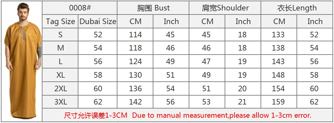 Wepbel Middle East Jubba Thobe Men Islamic Arabic Kaftan Arab Muslim Men's Embroidered Short Sleeve Round Neck Robe Men Ramadan