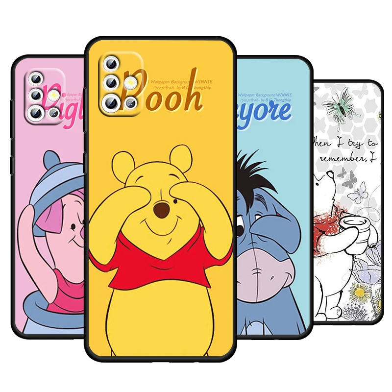 

Disney Winnie The Pooh Friend Phone Case For Samsung Galaxy A73 A52S A72 A71 A52 A51 A22 A12 A32 A21S 4G 5G Soft Black Cover