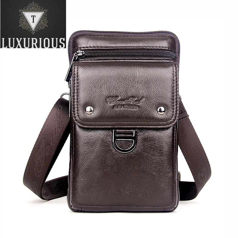 

Men Small Cross Body Shoulder Waist Belt Bags Loop Cell Mobile Phone Case Mini Genuine Leather Messenger Hip Bum Fanny Pack Bag