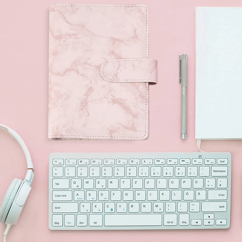 

A6 PU Notebook Binder Marble Refillable Binder With Magnetic Buckle Closure For A6 Filler Paper Cash Personal Organizer