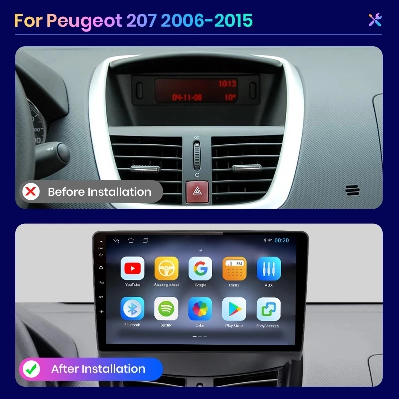 Автомагнитола AWESAFE PX9 для PEUGEOT 207/207CC 2006-2015 2 din Android |