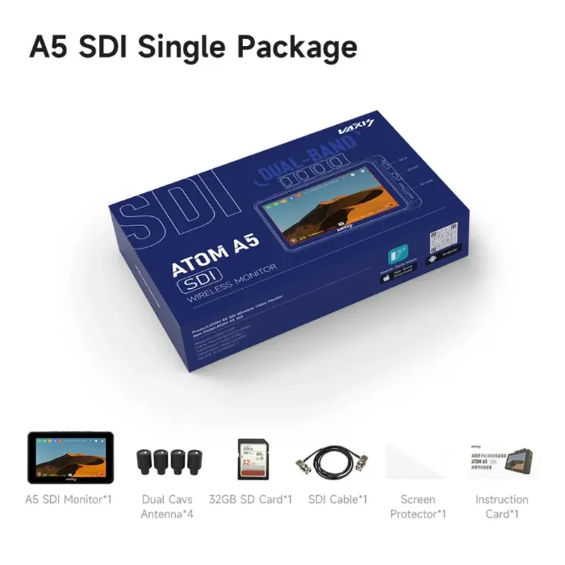 Vaxis Atom A5 SDI Приемник-передатчик Беспроводной монитор 2000NIT 300M Стабильное расстояние передачи 5,5 дюйма (art.: 3920cbc459bff) - 3920cbc459bff