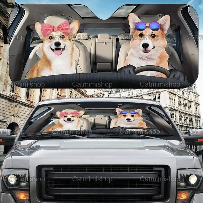 

Corgi Couple Car Sun Shade, Corgi Sun Shade, Corgi Car Accessory, Corgi Funny Gift, Dog Car Decoration, Gift For Couples LNG1621