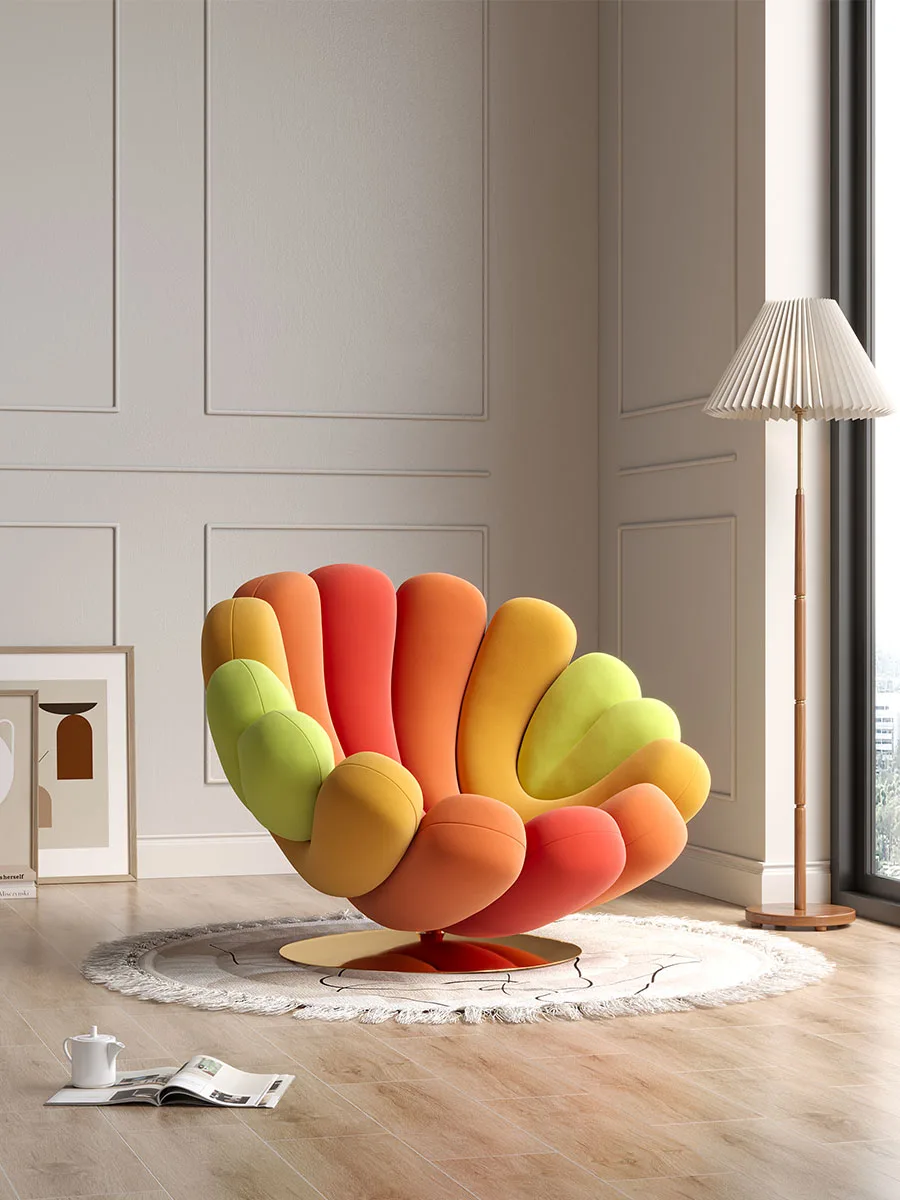 

Italian single person sofa cream anemone chair light luxury single chair