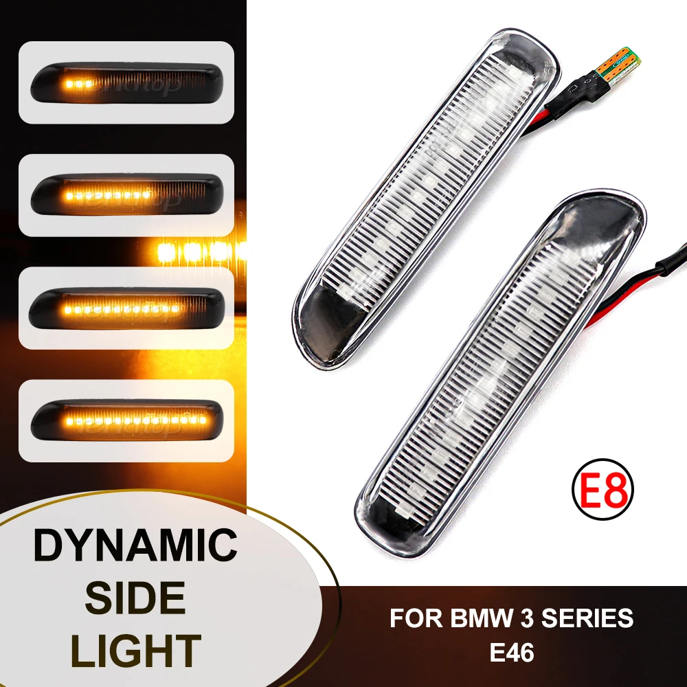 For BMW E46 3 Series Limo Coupe Compact Cabriolet Touring Dynamic Side Marker Turn Signal Lights Indicator Amber Repeater Lamp