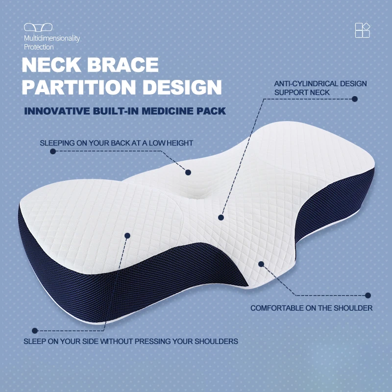 

67*36cm Cervical Pillow Slow Rebound Memory Foam Pillow Shaped Contour Cushion for Neck Pain Anti Snore Side Sleepers Pillows