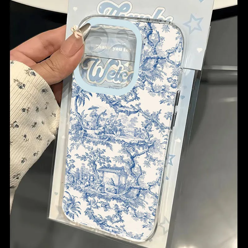 Фото Чехол для Xiaomi 14T Pro Vintage Hand-Drawn Blue Floral Мягкие прозрачные чехлы для телефонов Xiaomi Mi 11 Lite 5G 14 13 12 13T 12T Cover №5