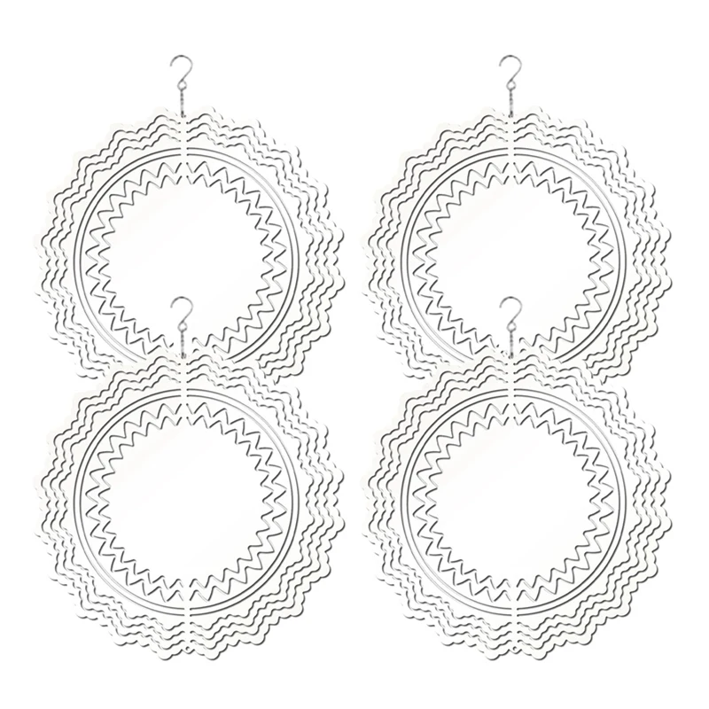 

4Piece 3D Aluminum Wind Sculpture Kinetic Spinners Art Ornament Hanging For Garden