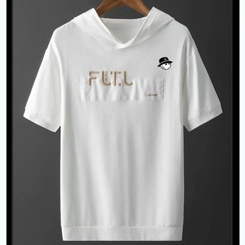 

2023 Men's Summer Golf Wear Malbon Golf T-shirt Men's Golf Clothing Short Sleeved Hooded Men Horse T-shirt Golf Wear Men Shirt