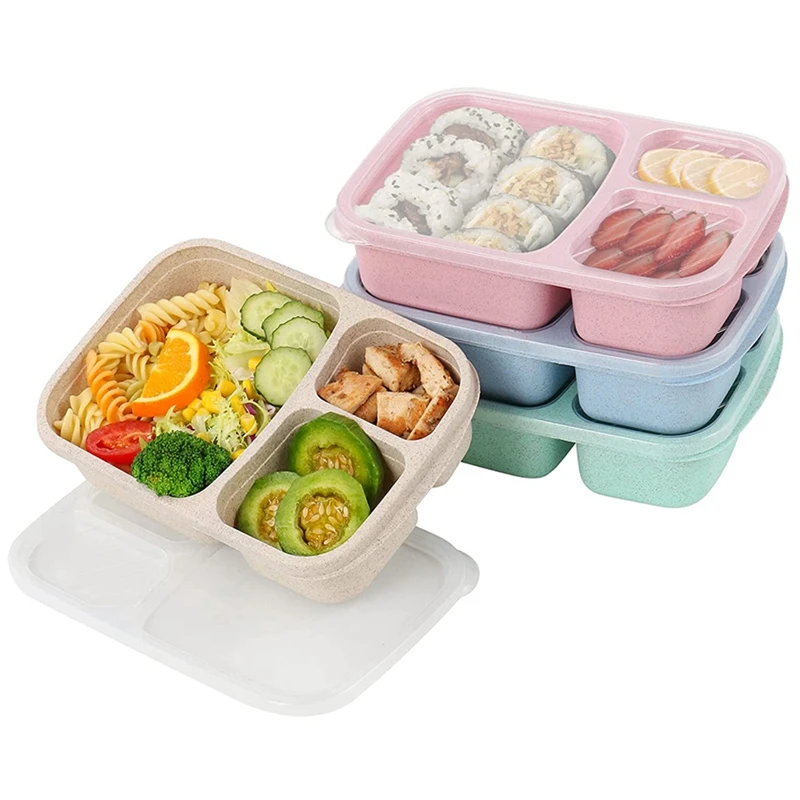 

8 упаковок, Ланч-бокс Bento, контейнер с 3 отделениями для подготовки пищи, Ланч-бокс для детей, многоразовые контейнеры для хранения пищи-штабелируемые