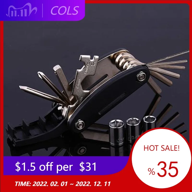 

15 in 1 Multi Usage Bike Bicycle Repair Bike Tools Kit Hex Wrench Nut Tire repair Hex Allen Key Screwdriver Socket Extension Rod