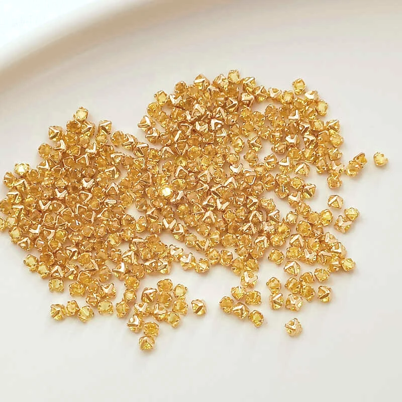 10 шт. 14-каратное медное золото одинарный коготь мини-цвет цирконий бриллиант 3 мм