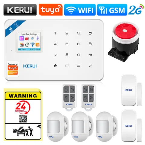 KERUI беспроводной умный дом WIFI 2G GSM 4G система охранной сигнализации Tuya приложение Управление дом детектор движения сенсор охранная IP камера