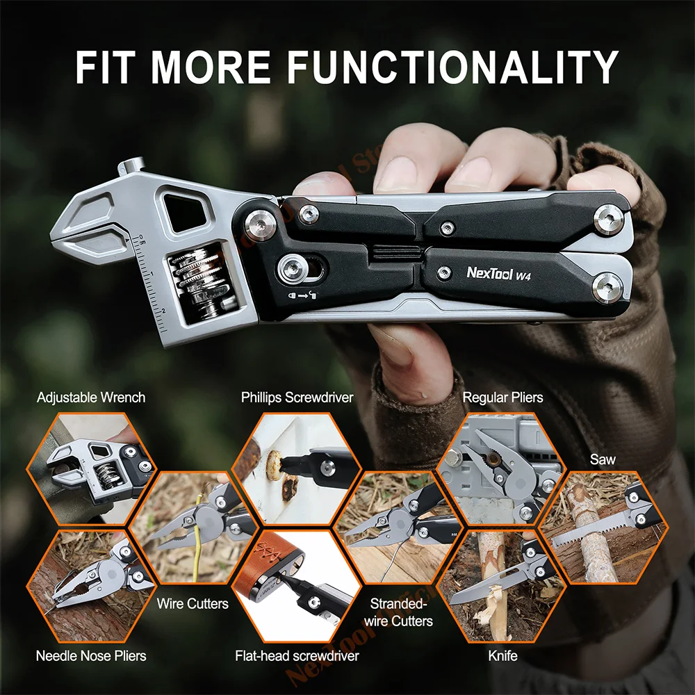 NexTool Мультитул-ключ W4 11-в-1 Регулируемый гаечный ключ Плоскогубцы Складной нож Ручные инструменты Отвертка Деревообрабатывающая пила Инструменты для обработки древесины (art.: 3920cd8d442b5) - 3920cd8d442b5
