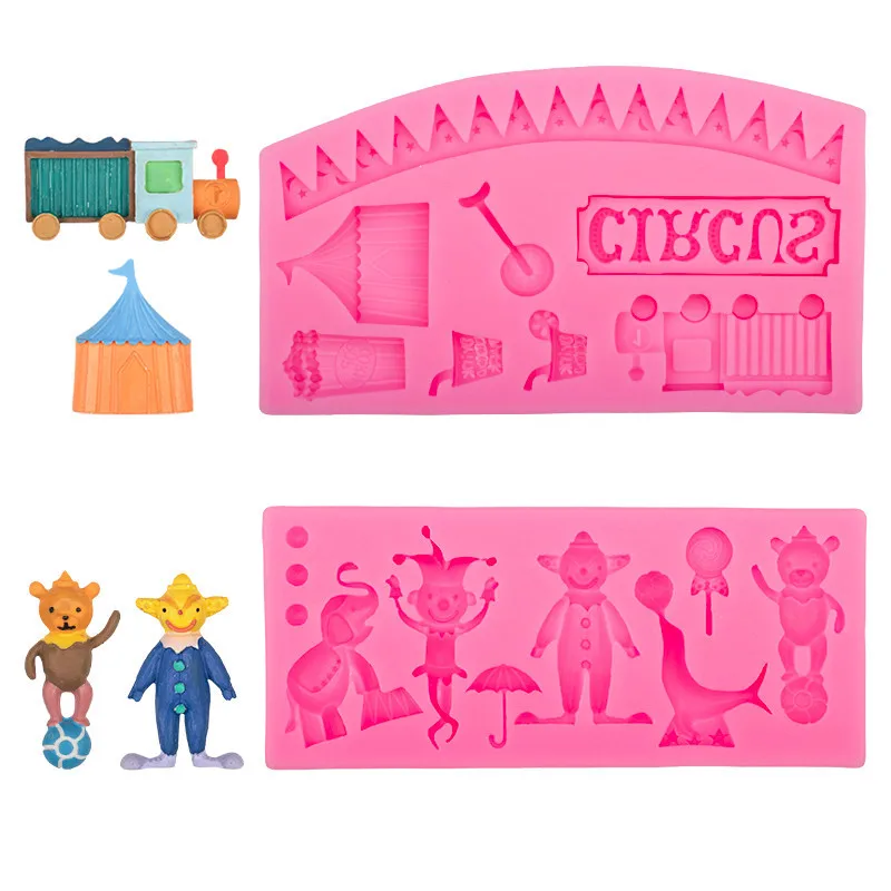 

Circus Clown Silicone Mold Fondant Molds Cake Decorating Tools Chocolate Gumpaste Mould Cupcake Topper Candy Resin Clay Moulds