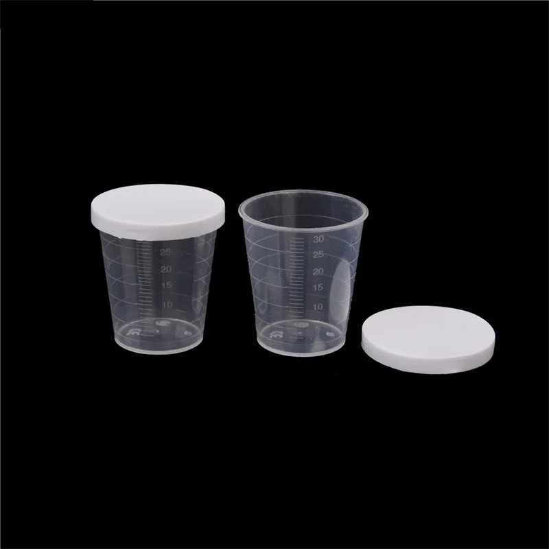 

500 X 30ml Disposable Plastic Clear Measuring Cups With Lids Liquid Container Medicine Cups Home Kitchen Tool Measuring Cups