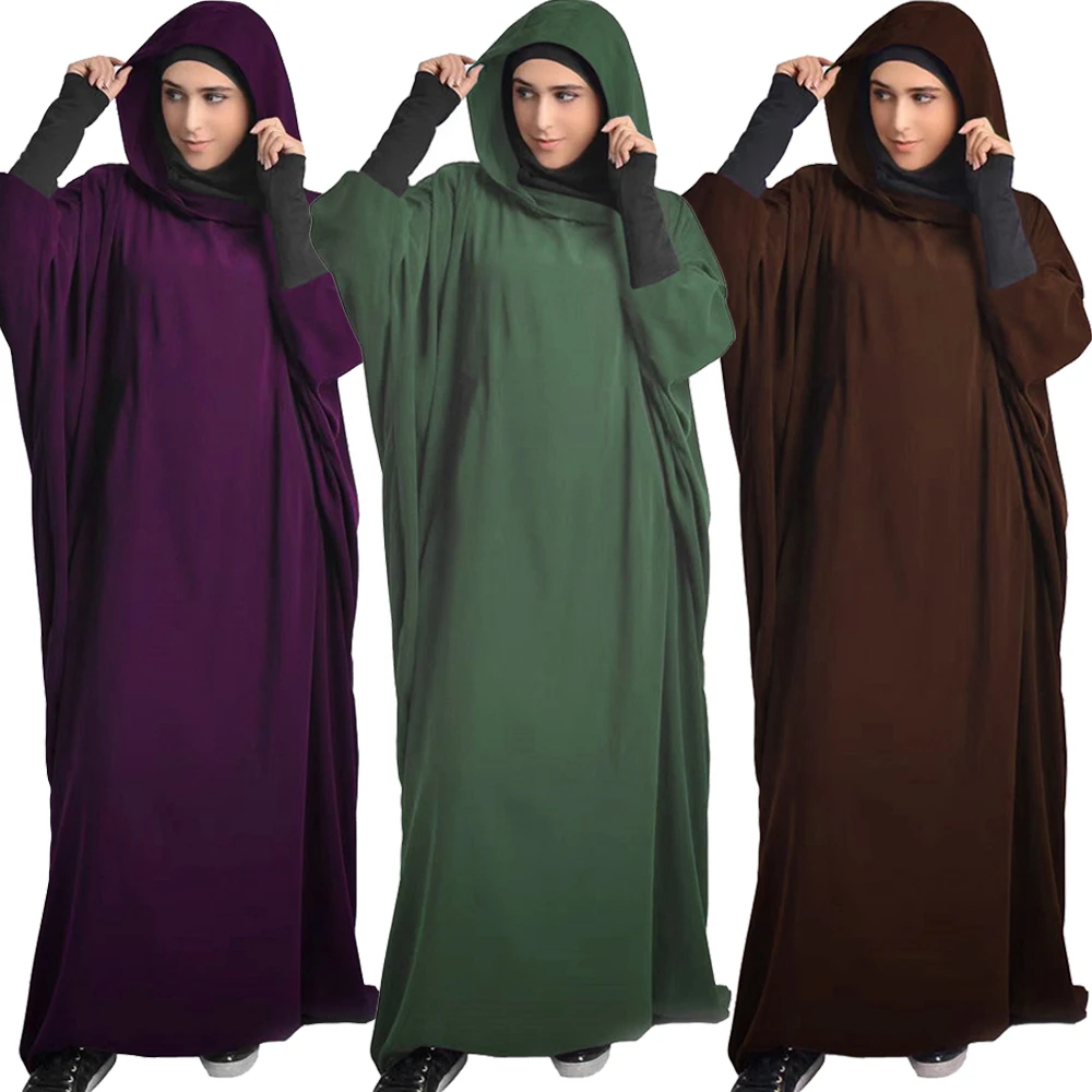 

Ramadan Eid Hooded Abaya Women Prayer Garment Muslim Jilbab Loose Long Dress Abayas Dubai Turkey Islamic Clothes Djellaba Femme