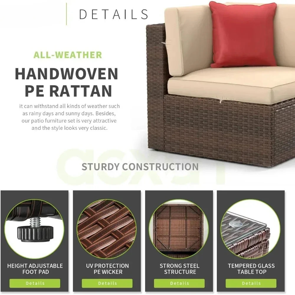 Набор мебели для патио 8 шт. с 40-дюймовым подставкой семейный набор кофейным