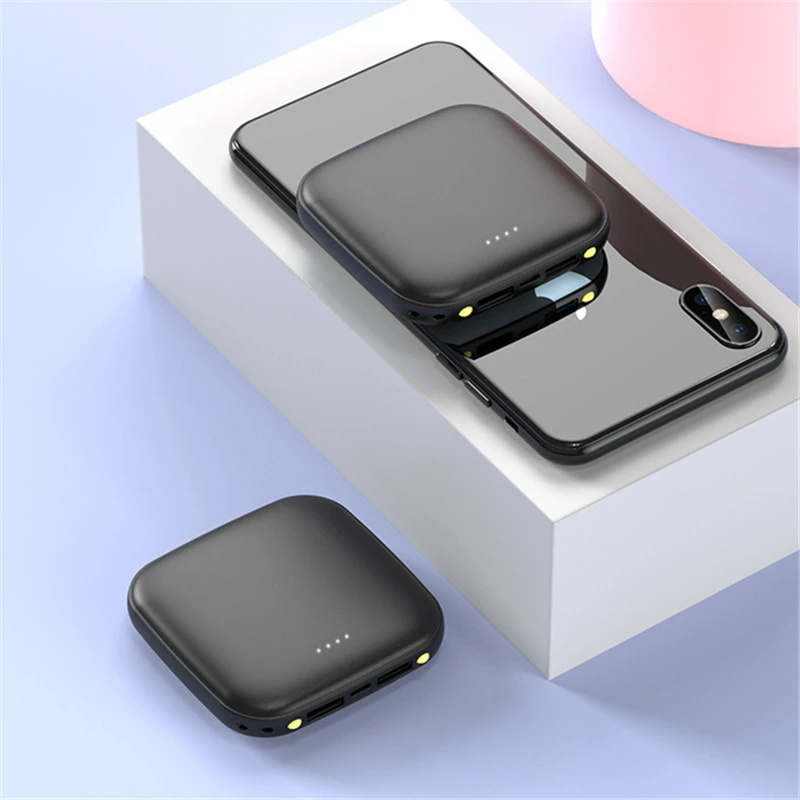 

10000mAh Mini Power Bank Portable Charger Dual USB Powerbank For Xiaomi iPhone 14 X Samsung S22 External Battery Poverbank Light