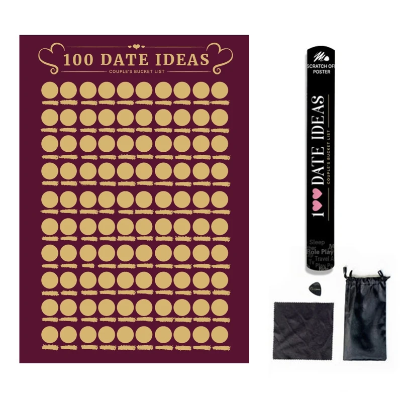 

27RE 100 Dates Scrape off Poster 100 Things Between Couples Scrape Poster Couples Games Date Night Ideas Valentines Day Gifts