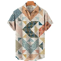 summer mens womens hawaiian shirts short sleeve shirts tops perris print unisex simple striped sportswear oversized shirts