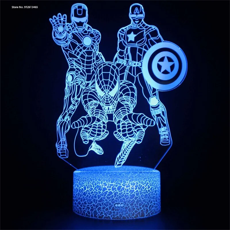 

European and American Movie Peripheral Marvel Avengers 3D Night Light LED Touch Color USB Port Decorative Lamp