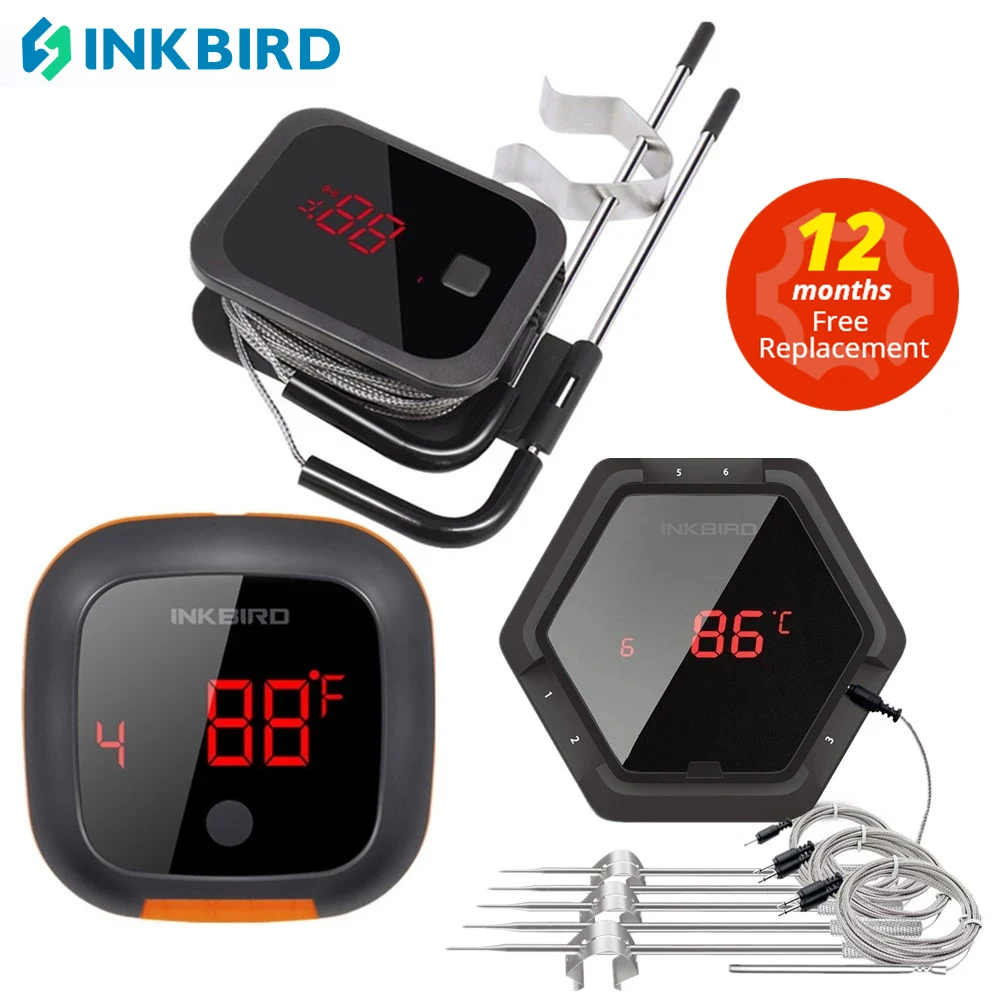

RU CN DE STOCK INKBIRD IBT 3 Types 2X 4XS 6XS Food Cooking Wireless BBQ Thermometer IBT-6XS Probes&Timer For Oven Meat Grill