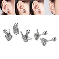 2pcs 16g conch forward helix tragus daith piercing jewelry gesture stainless steel cartilage stud earrings for men women girls