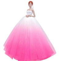 16 elegant wedding dress for barbie doll clothes for barbie dollhouse accessories outfits gradient white pink gown toy 11 5