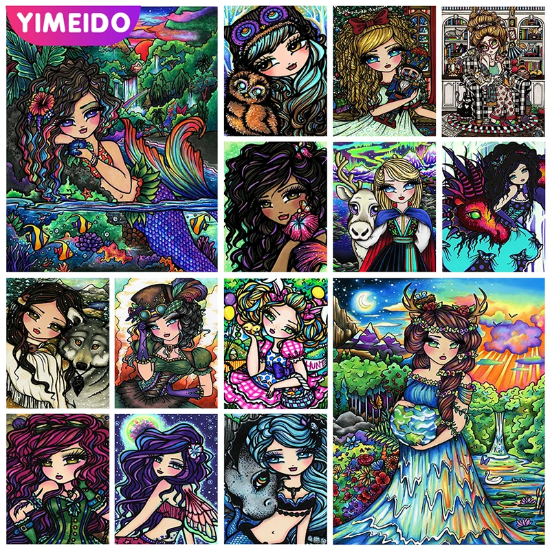 

Алмазная вышивка YIMEIDO AB, Мультяшные наборы для вышивки крестиком, картина стразы, алмазная живопись для девушек, украшения для комнаты на мо...
