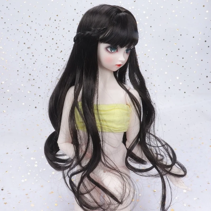 Новое поступление 60 см парик куклы с челкой серый длинный вьющиеся волосы для 1/3