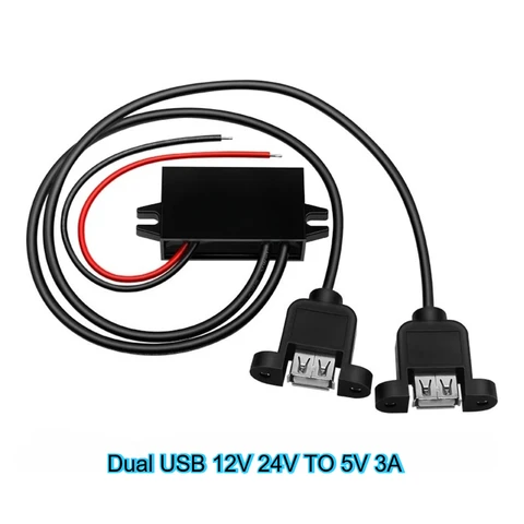 Понижающий преобразователь постоянного тока 12 В, 24 В до 5 В, 3 А, 15 Вт, Type-C Micro USB с обратной защитой, автомобильный источник питания, понижающий модуль напряжения CE