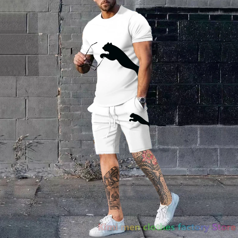 Cotton Set 2023 New Summer Sportswear Tracksuit Men Oversized Brand printing TShirts Shorts Sets 2 Piece Outfits Sets for Men