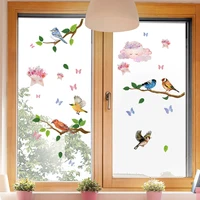 flowers branches birds cartoon wall stickers electrostatic stickers glass windows double sided visual decorative wall stic