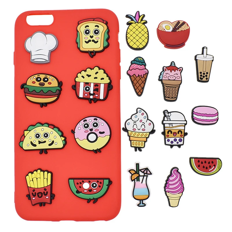 100Pcs Food Coffee Pizza Croc Charms Accessories for Shoe Wristband Bracelet Decoration, Fit for Festive and Party Gifts