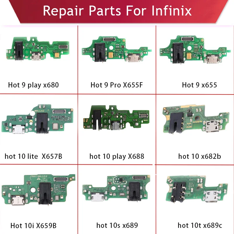 Фото Для Infinix Hot 9 X655 X655F X680, Hot 10 X682B X688 X657B, Hot 10i X659B X689: гибкий USB-разъем для зарядки (плата зарядки) №1