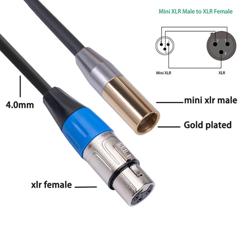 REXLIS 1FT Mini XLR папа — мама 3-контактный видеокабель для камеры BMPCC 4K 6K Sony Canon